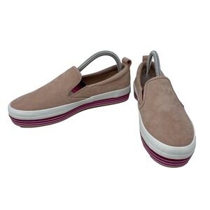 Sperry Sneakers Womens 8.5 Blush Pink Suede Slip On Preppy Minimalist